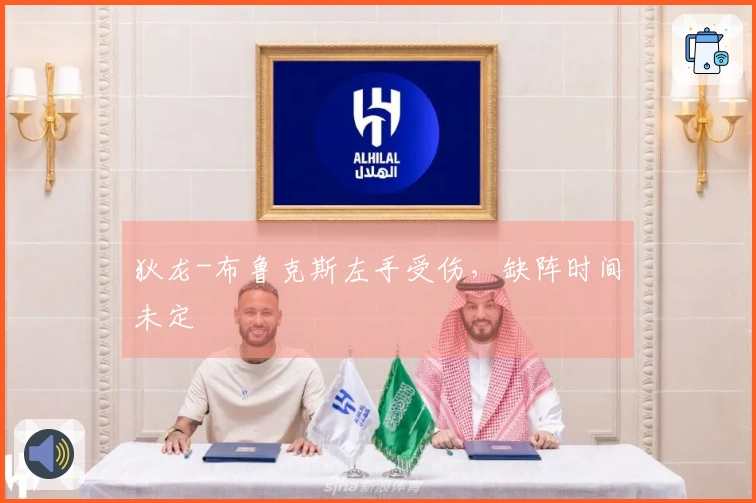 狄龙-布鲁克斯左手受伤，缺阵时间未定